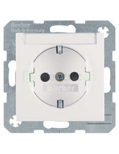 Priză - Schuko 2P+E - încastrat protecție atingere etichetă - alb lucios - IP20 - Berker S.1 - 47498989