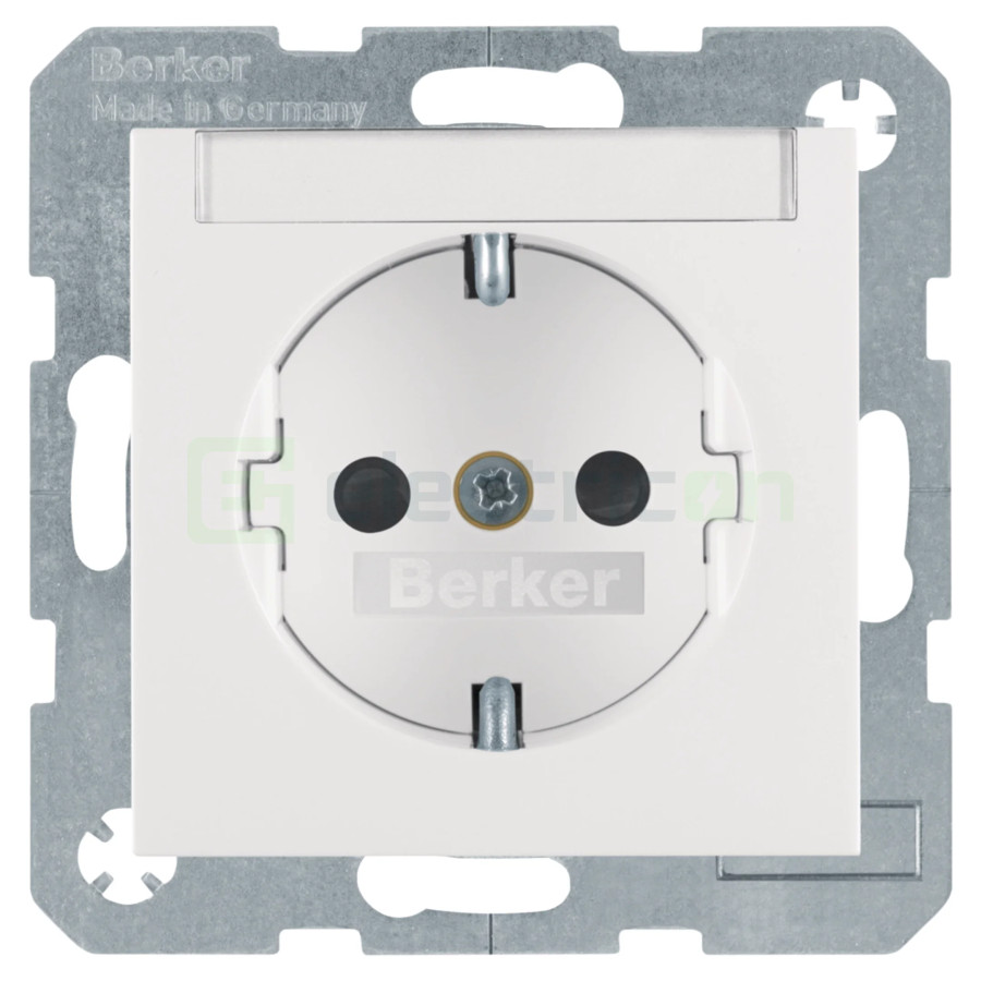 Priză - Schuko 2P+E - încastrat protecție atingere etichetă - alb lucios - IP20 - Berker S.1 - 47498989