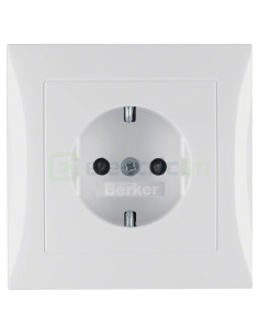 Priză - Schuko 2P+E - înrămată protecție copii - Berker S.1 - alb lucios - 47228989