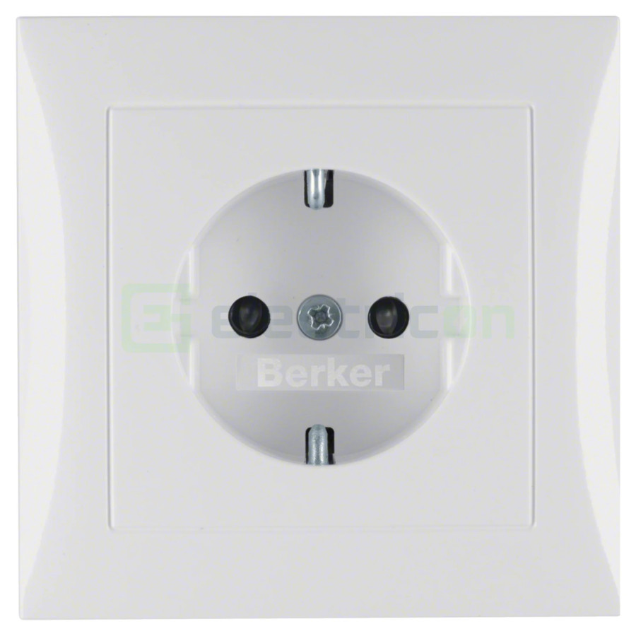 Priză - Schuko 2P+E - înrămată protecție copii - Berker S.1 - alb lucios - 47228989