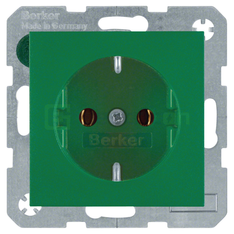 Priză - Schuko 2P+E - încastrat protecție atingere - verde mat - IP20 - Berker S.1 - 47431913