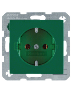 Priză - Schuko 2P+E - încastrat protecție atingere - verde lucios - IP20 - Berker S.1 - 47438913