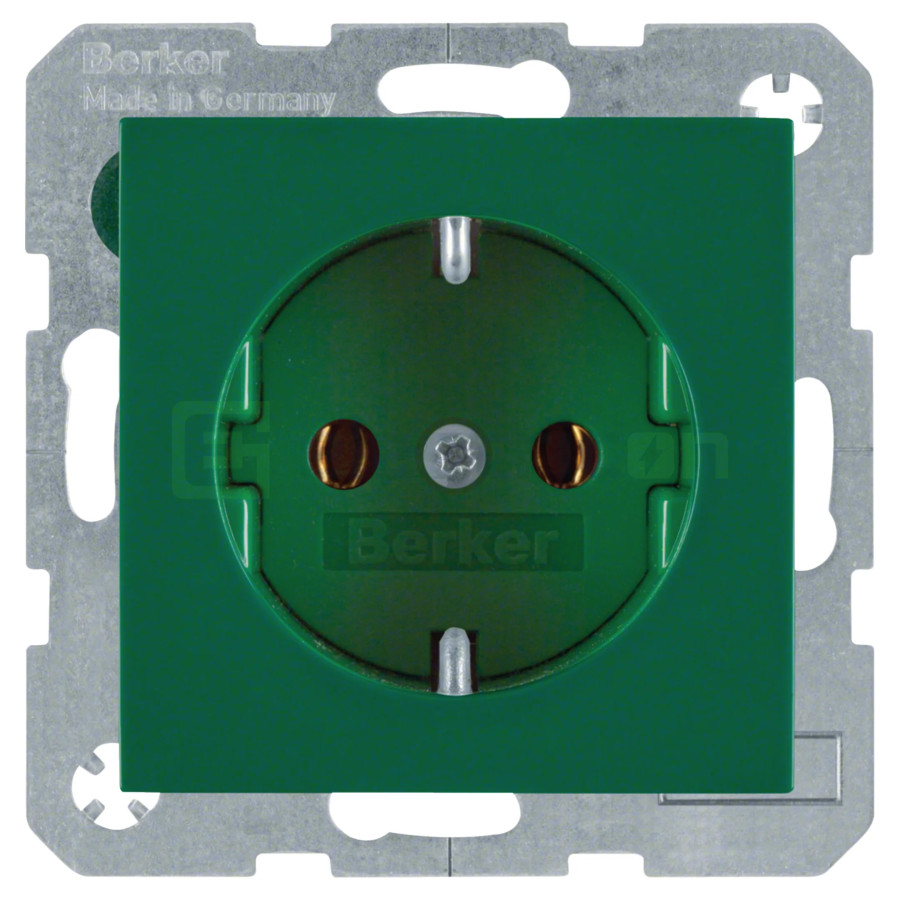 Priză - Schuko 2P+E - încastrat protecție atingere - verde lucios - IP20 - Berker S.1 - 47438913