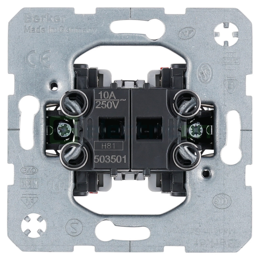 Mecanism întrerupător simplu - 1NI+1ND - alb - IP20 - Berker - 503501