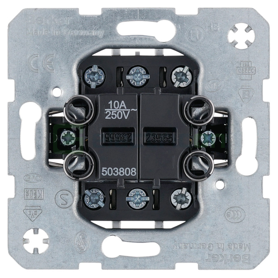 Mecanism întrerupător simplu - 2 contacte comutatoare - alb - IP20 - Berker - 503808