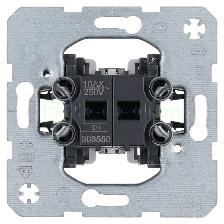 Mecanism întrerupător dublu - pentru pereți noi - alb - IP20 - Berker - 303550