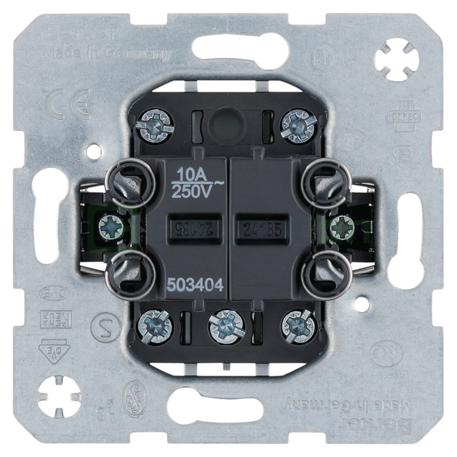 Mecanism întrerupător simplu  - 4NO cu poziție neutră - alb - IP20 - Berker - 503404