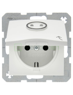 Priză - Schuko 2P+E - capac și simbol tactil - Berker S.1 - alb mat - 47861949