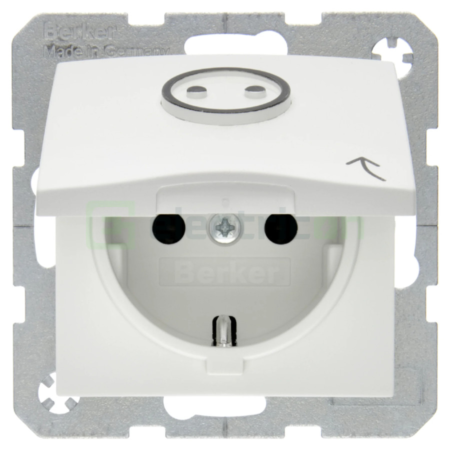Priză - Schuko 2P+E - capac și simbol tactil - Berker S.1 - alb mat - 47861949