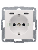 Priză - Schuko - 2x USB-C PD 20W - alb lucios - Berker S.1 - 48158982