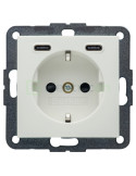 Priză - Schuko - 1x USB-A+1USB-C PD 20W - alb mat - Berker S.1 - 48151909