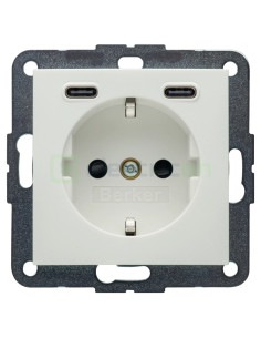 Priză - Schuko 2P+E - 1x USB-A+1USB-C PD 20W - alb mat - Berker S.1 - 48151909