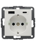 Priză - Schuko - 1x USB-A+1USB-C PD 20W - alb lucios - Berker S.1 - 48148989