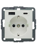 Priză - Schuko - 1x USB-A+1USB-C PD 20W - alb mat - Berker S.1 - 48141909
