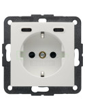 Priză - Schuko - 2USB-C PD 20W - alb lucios - Berker S.1 - 48158989
