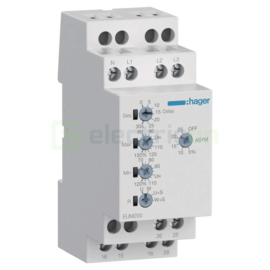 Releu control monitorizare tensiune Hager EUM200 (1P+N/3P+N