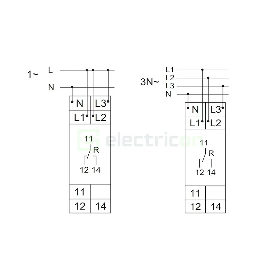 Releu control monitorizare tensiune Hager EUM200 (1P+N/3P+N, 2 contacte)