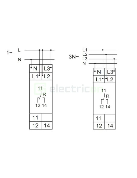 Releu control monitorizare tensiune Hager EUM200 (1P+N/3P+N, 2 contacte)