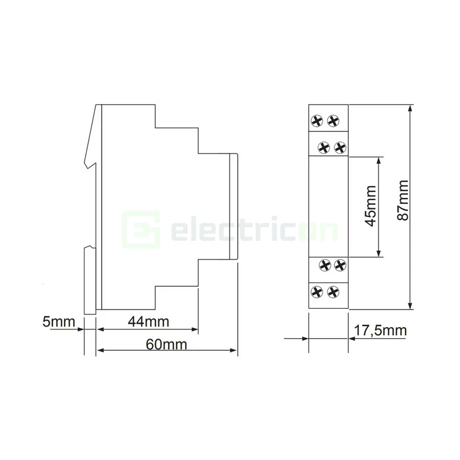 Releu control monitorizare tensiune Hager EUP100 (3P+N, 1 contact)