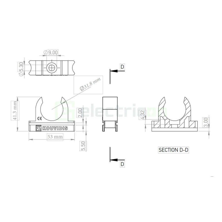 Clemă montaj tub copex Kouvidis CONDUR ISR 32mm 4033032