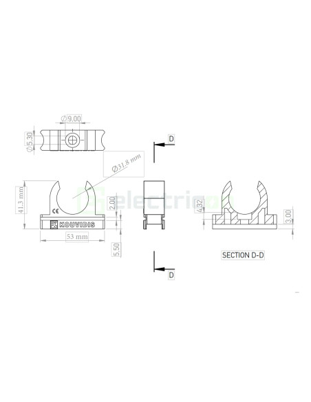Clemă montaj tub copex Kouvidis CONDUR ISR 32mm 4033032