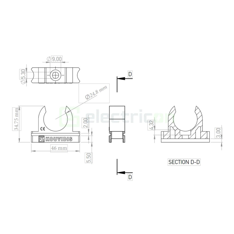 Clemă montaj tub copex Kouvidis CONDUR ISR 25mm 4033025