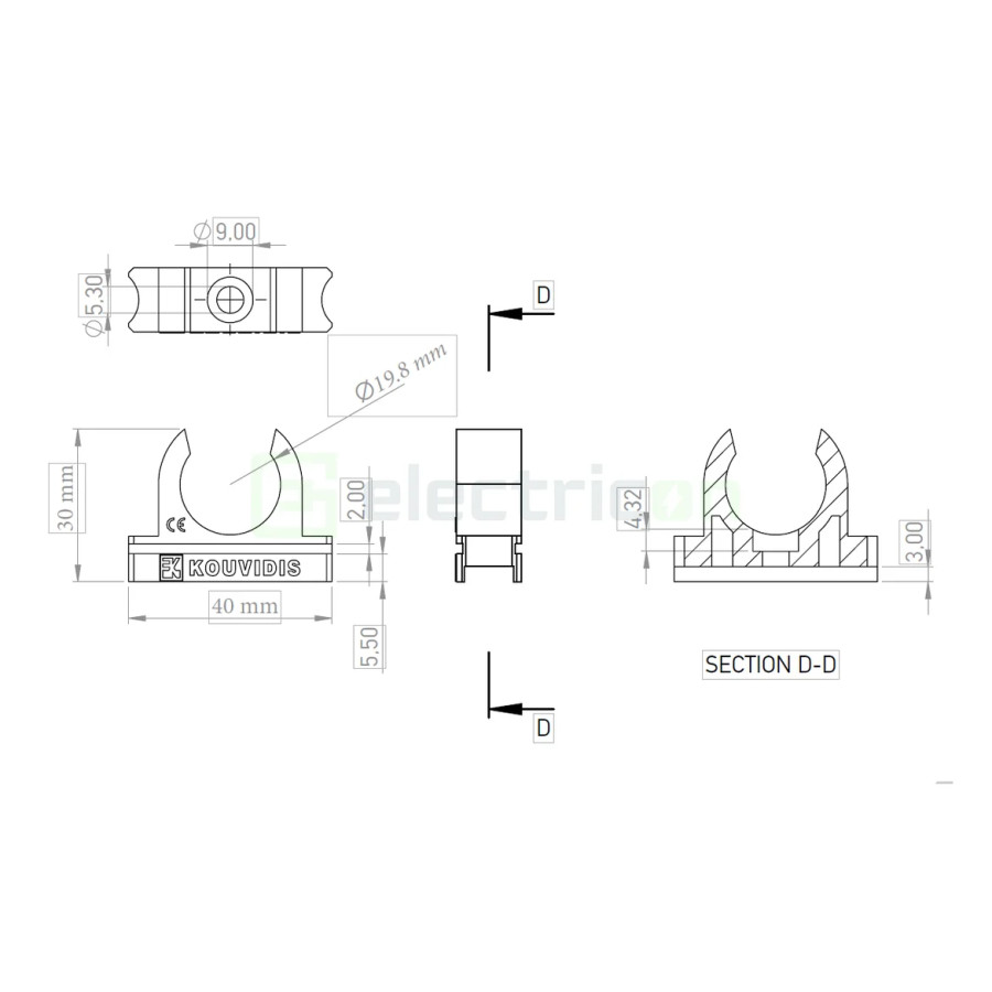 Clemă montaj tub copex Kouvidis CONDUR ISR 20mm 4033020