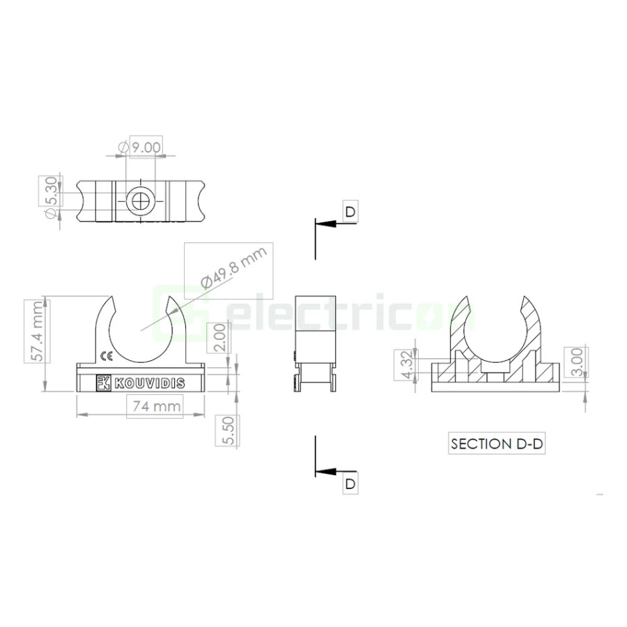 Clema montaj tub copex Kouvidis MEDISOL AM 50mm 4144050