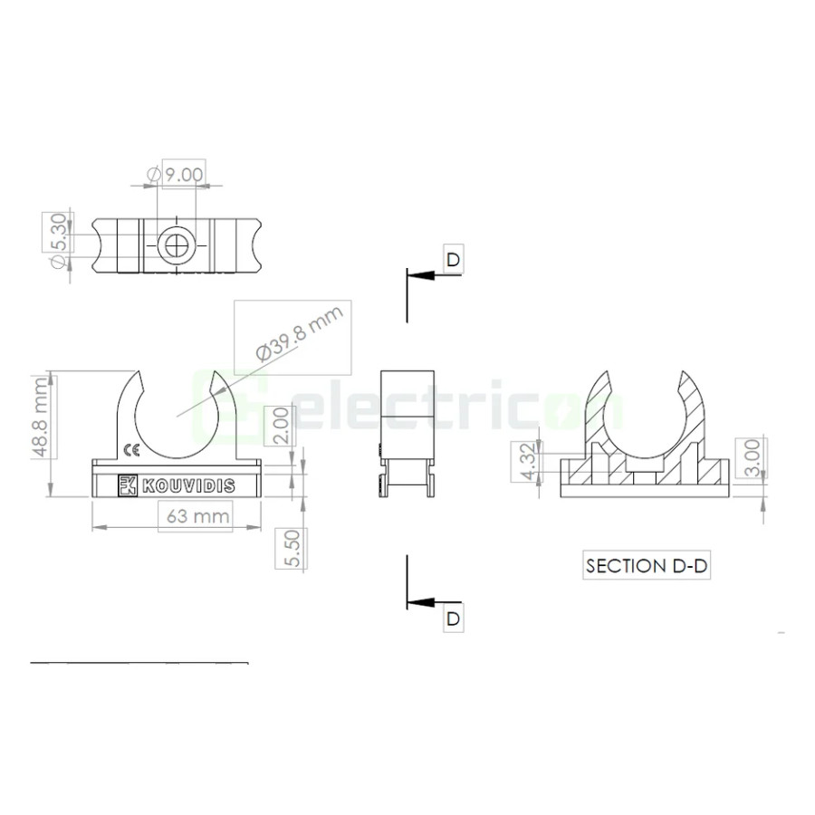 Clema montaj tub copex Kouvidis MEDISOL AM 40mm 4144040