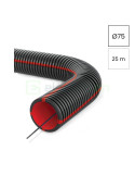 Copex - tub riflat - PVC Ø75 mm - 25 metri - cu fir protecție electromagnetică - negru-roșu - Kouvidis - Geonflex ISR - 2042075