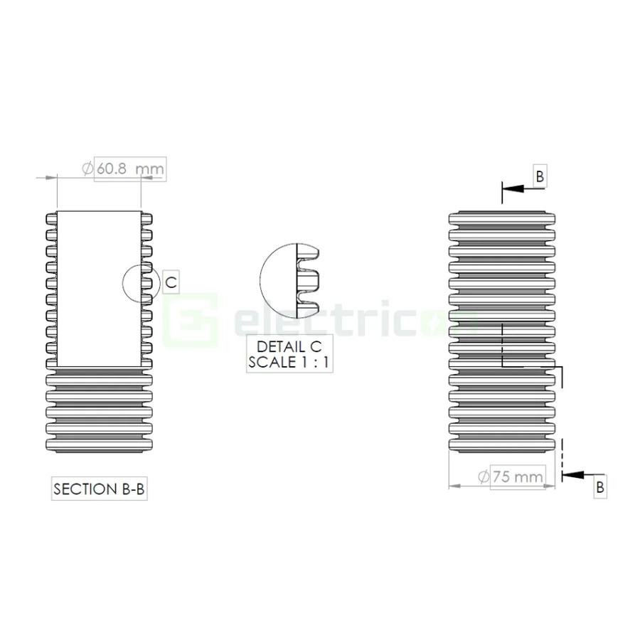 Geonflex tub flexibil cu sondă Kouvidis 75mm 750N negru-roșu 25m 2042075