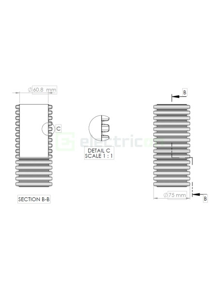 Geonflex tub flexibil cu sondă Kouvidis 75mm 750N negru-roșu 25m 2042075