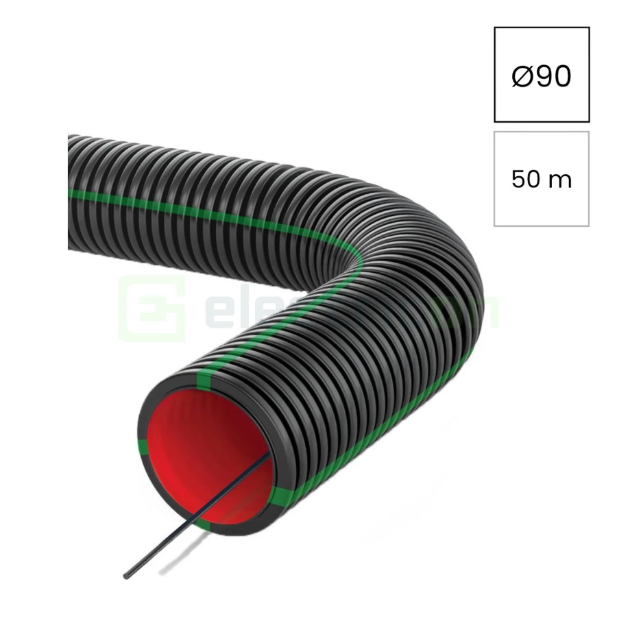 Copex tub flexibil Geonflex ISR 90mm cu sondă 50m negru-verde 2043090