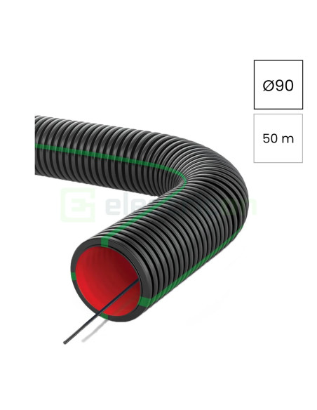 Copex tub flexibil Geonflex ISR 90mm cu sondă 50m negru-verde 2043090