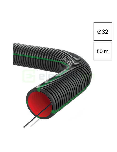 Copex tub flexibil Geonflex ISR 32mm cu sondă 50m negru-verde 2043032