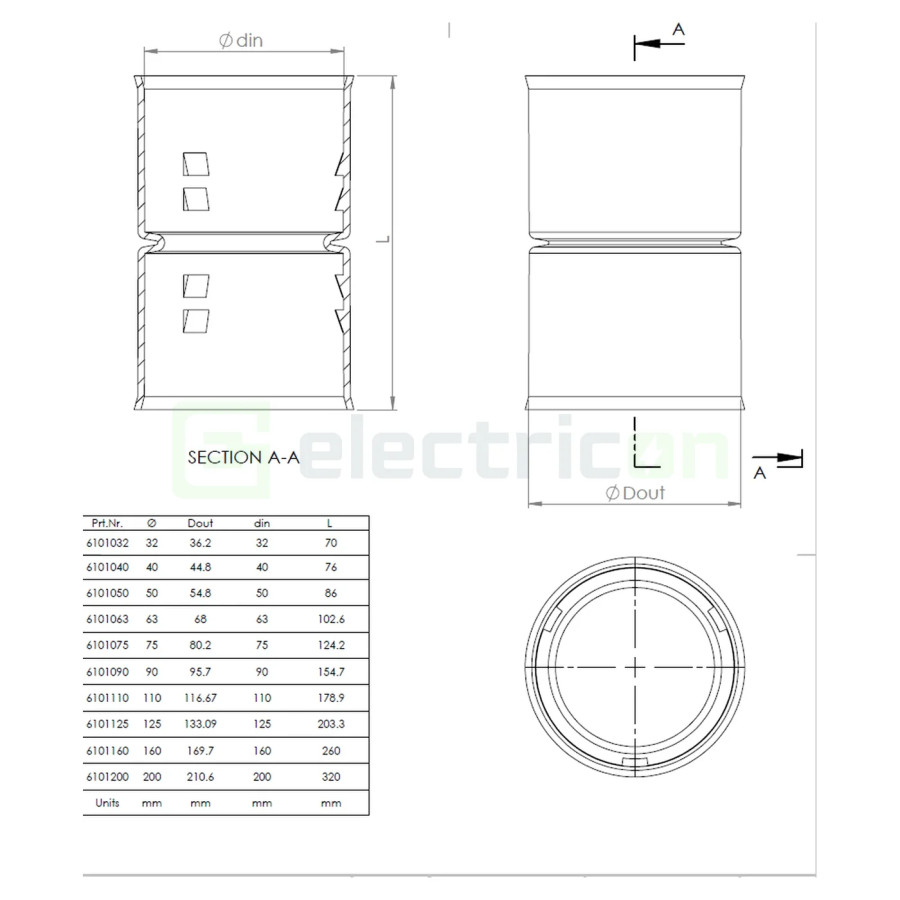 Mufa cuplaj copex-uri Kouvidis negru 160mm 6101160