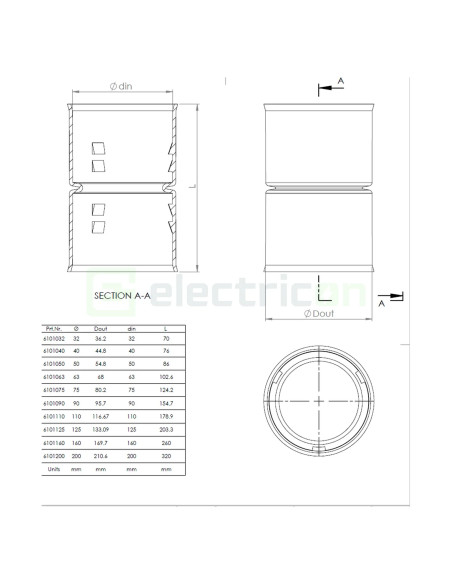 Mufa cuplaj copex-uri Kouvidis negru 160mm 6101160