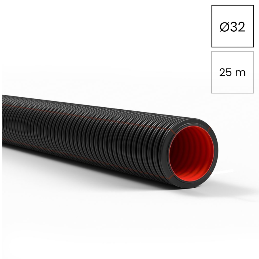 Copex tub flexibil Kouvidis DUROFLEX PLUS ISR 32mm 750N negru-roșu 25m 2050032
