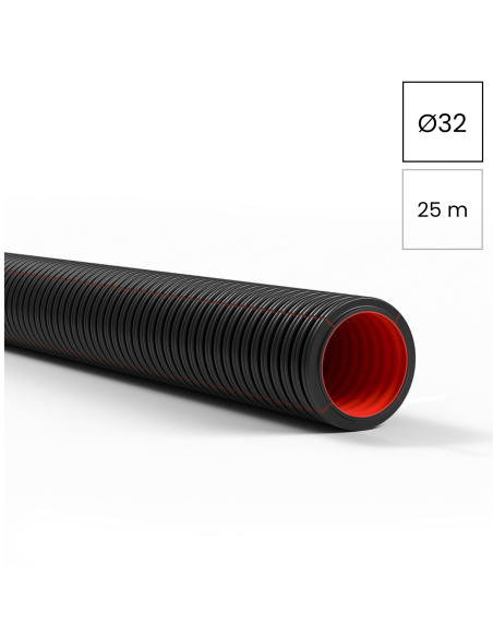 Copex tub flexibil Kouvidis DUROFLEX PLUS ISR 32mm 750N negru-roșu 25m 2050032