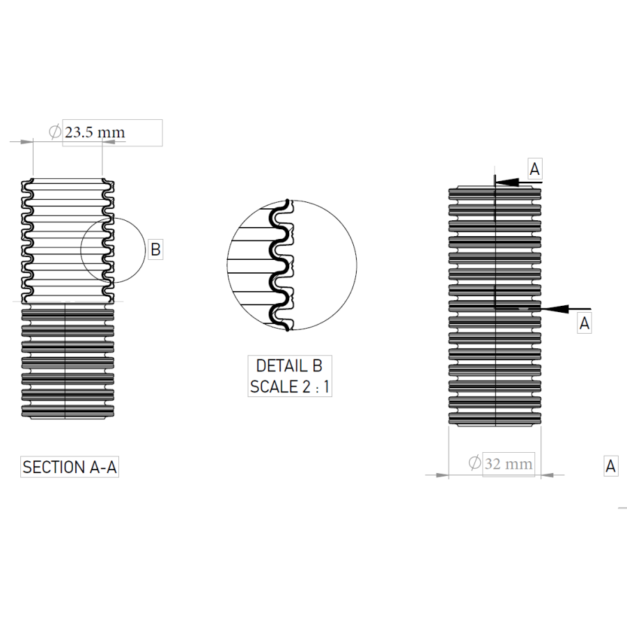 Copex tub flexibil Kouvidis DUROFLEX PLUS ISR 32mm 750N negru-roșu 25m 2050032