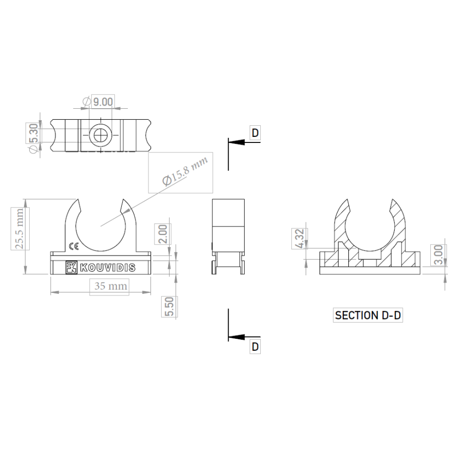 Clemă copex-uri Kouvidis DUROSOL DUROFLEX 16mm 4049016