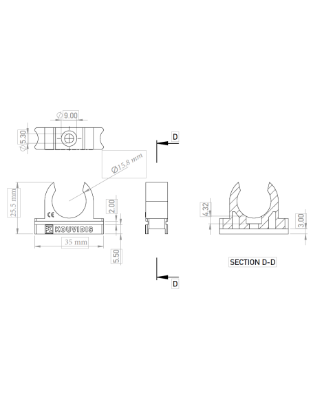 Clemă copex-uri Kouvidis DUROSOL DUROFLEX 16mm 4049016