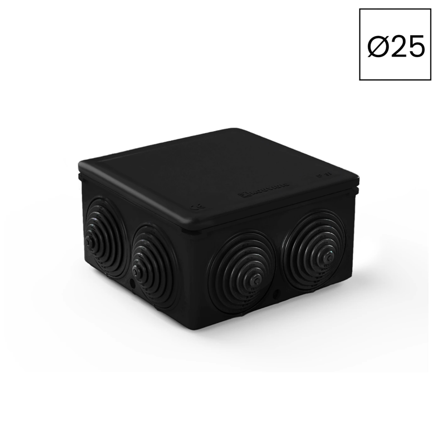 Cutie joncțiune montaj aparent Kouvidis DUROSOL PLUS ISR Ø25/32 negru 3029025