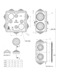 Cutie joncțiune montaj aparent Kouvidis DUROSOL PLUS ISR Ø20/16mm negru 3029020 2