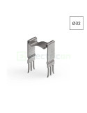 Clemă metalică pentru fixare tuburi și copex - Ø32 mm - pentru rigips și lemn, montaj rapid prin batere - Kouvidis 6000027