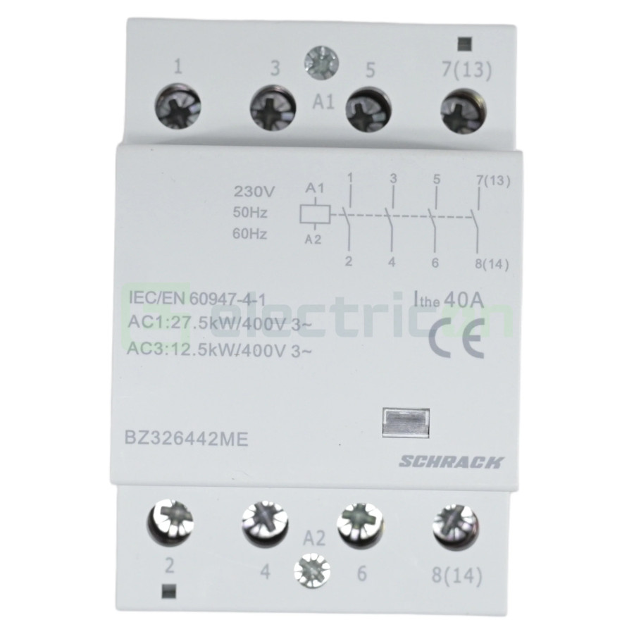 Contactor modular 40A 4NO 230V Schrack Amparo BZ326442ME pe sina DIN