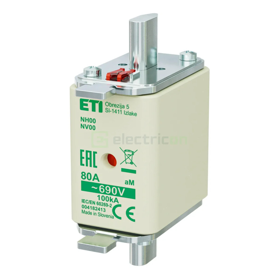 Siguranță fuzibilă MPR NH00 80A 690V fără izolație ETI 004182413