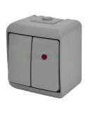 Întrerupător - dublu cu LED - VHE-2L-SR - exterior - gri - IP54 - ETI - 004668067