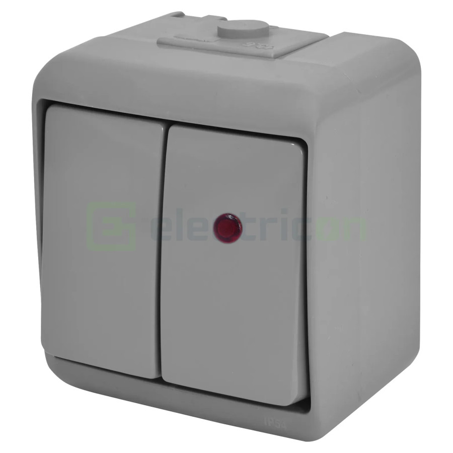 Întrerupător dublu LED IP54 gri VHE-2L-SR ETI 004668067