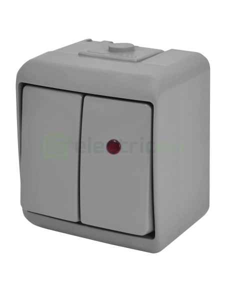 Întrerupător dublu LED IP54 gri VHE-2L-SR ETI 004668067